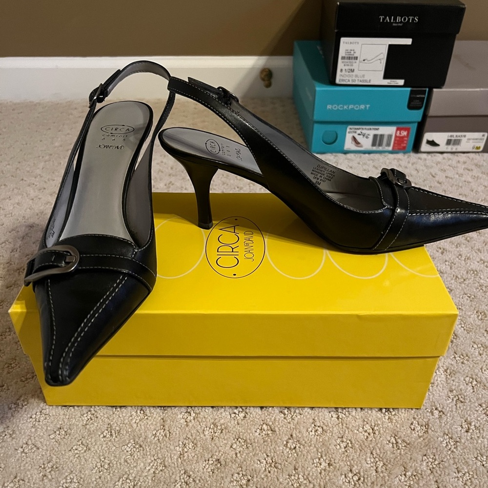 Circa sling backs in black leather - size 8
